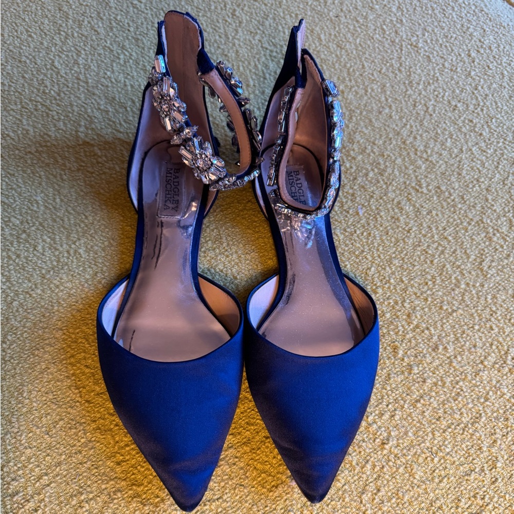 Badgley Mischka Navy Satin Women's Shoes